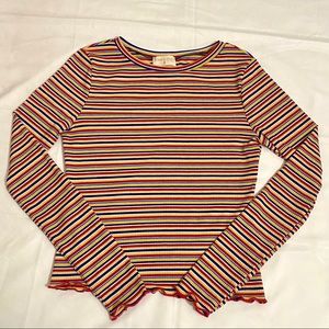 Lettuce Edge Colorful Striped Top